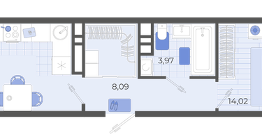 1-к. квартира, 45&nbsp;м²