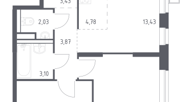 Студия, 53&nbsp;м²