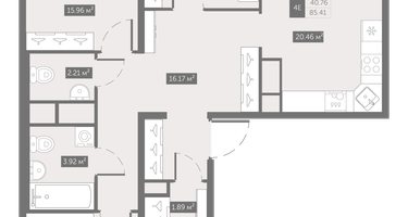 3-к. квартира, 85&nbsp;м²