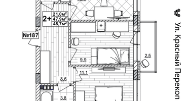 2-к. квартира, 48 м²