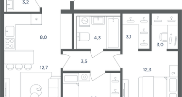 3-к. квартира, 62&nbsp;м²