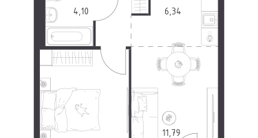 Студия, 38&nbsp;м²