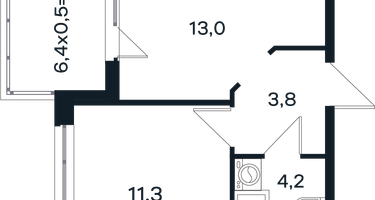 1-к. квартира, 35&nbsp;м²