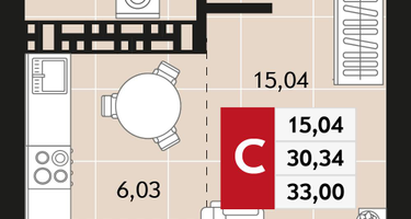 1-к. квартира, 33 м²