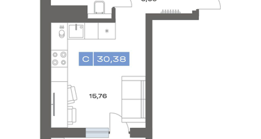 1-к. квартира, 30&nbsp;м²