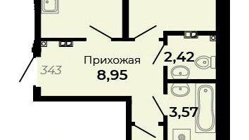 2-к. квартира, 55 м²