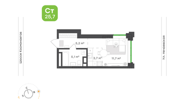 Студия, 25 м²
