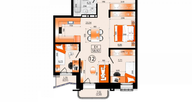4-к. квартира, 58&nbsp;м²