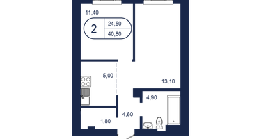 2-к. квартира, 40&nbsp;м²