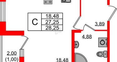 Студия, 28&nbsp;м²