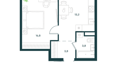 1-к. квартира, 37&nbsp;м²