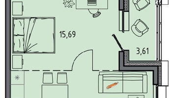 1-к. квартира, 47 м²
