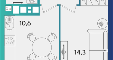 1-к. квартира, 37&nbsp;м²