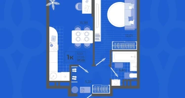 1-к. квартира, 37&nbsp;м²