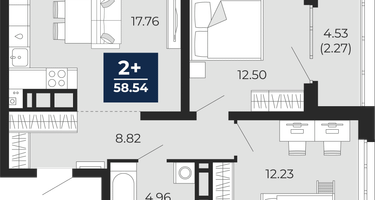 2-к. квартира, 56 м²