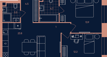 3-к. квартира, 63&nbsp;м²