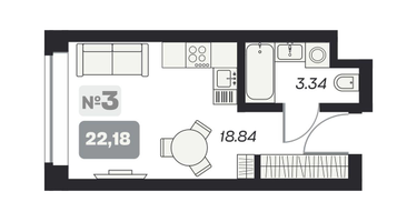 Студия, 22&nbsp;м²