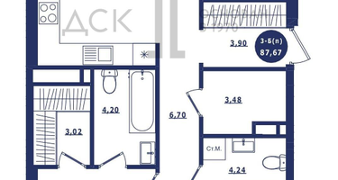 3-к. квартира, 87&nbsp;м²