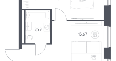 1-к. квартира, 39&nbsp;м²