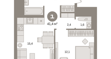 1-к. квартира, 41&nbsp;м²