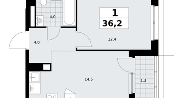 1-к. квартира, 36 м²