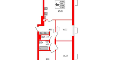 3-к. квартира, 72&nbsp;м²