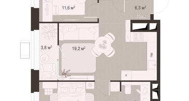 2-к. квартира, 64 м²