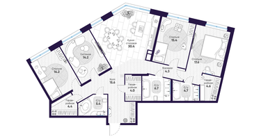 4-к. квартира, 141&nbsp;м²