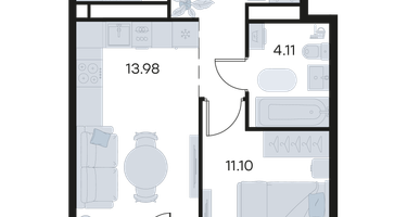 1-к. квартира, 41 м²
