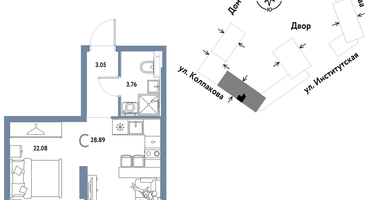 Студия, 28 м²