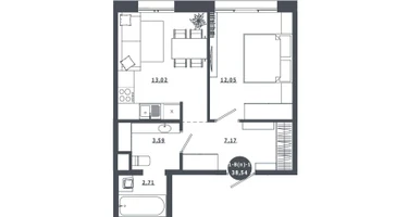 1-к. квартира, 38&nbsp;м²