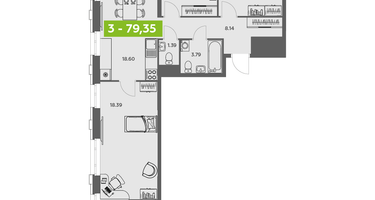 Студия, 79&nbsp;м²