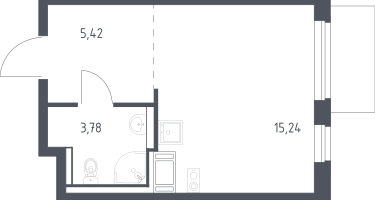 Студия, 24&nbsp;м²