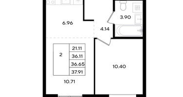 2-к. квартира, 36 м²