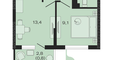 1-к. квартира, 31&nbsp;м²