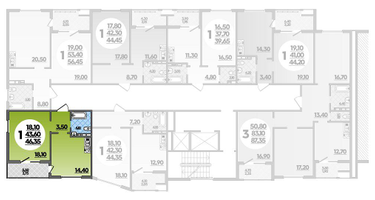 1-к. квартира, 46&nbsp;м²