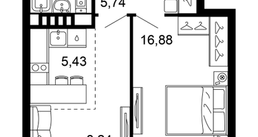 2-к. квартира, 41&nbsp;м²