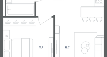 1-к. квартира, 38&nbsp;м²