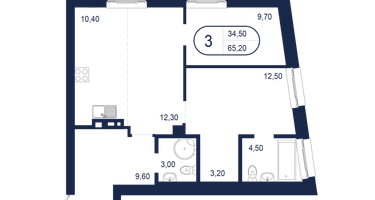 3-к. квартира, 65&nbsp;м²