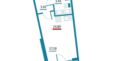 Студия, 24&nbsp;м²