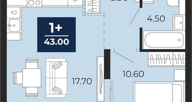 1-к. квартира, 38 м²