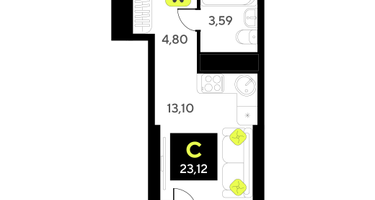 Студия, 23&nbsp;м²