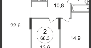 2-к. квартира, 68&nbsp;м²