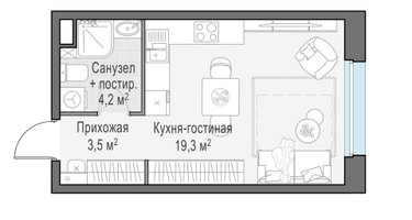 Студия, 27&nbsp;м²