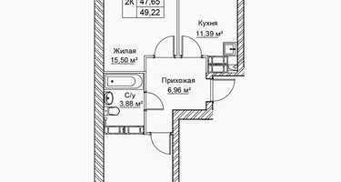 2-к. квартира, 49 м²