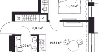 1-к. квартира, 33&nbsp;м²