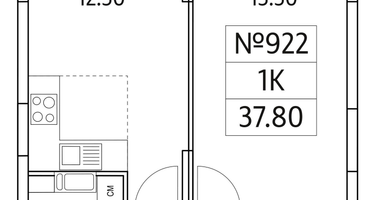 1-к. квартира, 37 м²