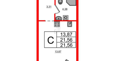 Студия, 21&nbsp;м²