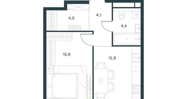 1-к. квартира, 41 м²
