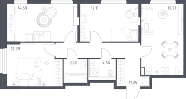 3-к. квартира, 71&nbsp;м²